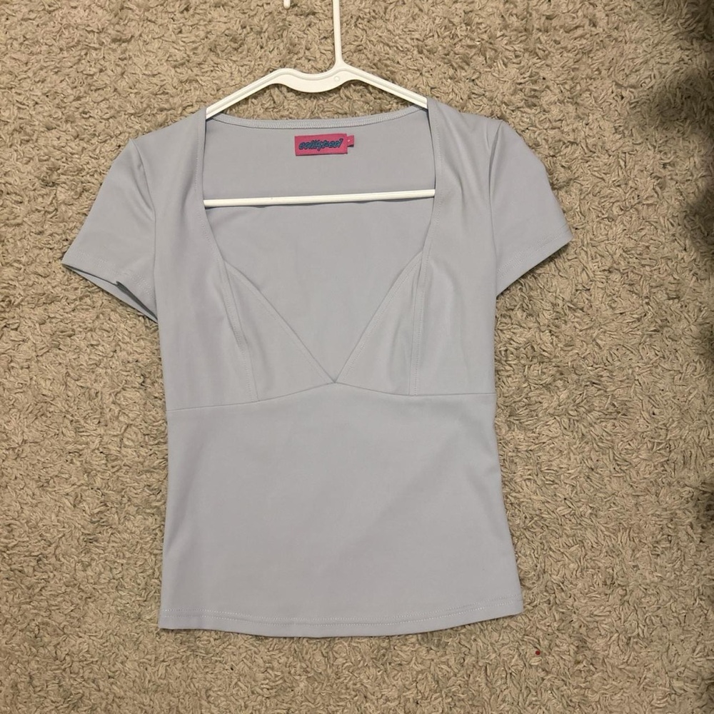 Edikted Light Blue Short Sleeve Top
